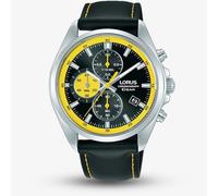Lorus Mens Sport Chronograph Black Leather Strap Watch RM389JX9