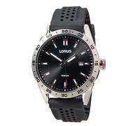 Lorus Mens Sports Watch with Black Silicone Strap & Black Dial
