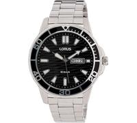 Lorus Gents Sports Sunray Black Dial Stainless Steel Watch