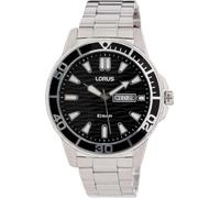 Lorus Gents Sports Sunray Black Dial Stainless Steel Watch