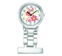 LORUS NURSES STAINLESS STEEL FOB WATCH - SILVER WHITE/FLOWER DIAL - RG237HX9