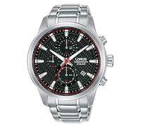 Lorus RM327HX9 Men's Analogue Quartz Watch with Metal Strap, Black, Black, Bracelet