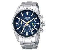 Lorus RT321CX9 Men's Steel Chronograph Bracelet Watch, Silver / Blue