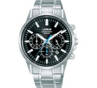 Lorus RT371KX9 Sports Chronograph 42mm 10ATM Quartz Unisex Black Silver Link ...
