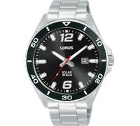 Lorus RX359AX9 Wristwatch Solar 42mm 10ATM Quartz Unisex Black Silver Link strap