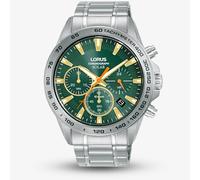 Lorus Solar Men's Chronograph Green Dial Stainless Steel Bracelet Watch