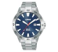 Lorus Solar Sports Blue dial Stainless Steel Bracelet Watch for Men RX341AX9, Silver, Classic