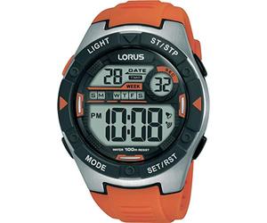 Lorus Sport Men's Chronograph Watch Stainless Steel and Plastic with Silicone Strap R2303NX9, Orange, Strap.