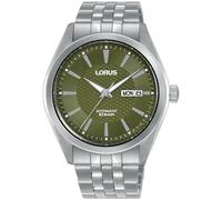 Lorus Men's Analogue Automatic Watch with Stainless Steel Strap, Silver/Black, Silver/Green, Standard Size, Classic