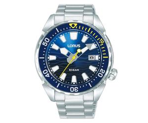 Lorus Watch Mens RH947RX9 Blue Wave Dial 41mm Stainless Steel Quartz