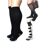 LORVVDE 2 Pairs Replacement Sock Liner for Orthopedic Cast Walking boot Air Cam Walkers, Under Air Cast Brace Surgical Broken Leg Toe Fracture boots, Black(2 Pairs), One Size