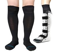 LORVVDE Walking Boot Socks Replacement Sock Liner for Orthopedic Boot Walker Brace, Cast Socks for Fracture Boot Surgical leg Cover Black 2 Pairs