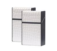 Lorxilar 2 Pack Box Cigarette Case Holder Women Men King Size Cigarettes Plastic Cigarette Case for 20's,One Size,White