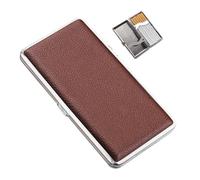 Lorxilar Cigarette Case Holds 14 Cigarettes 120mm Cigarette Case Holder Portable Double Sided Spring Clip,One Size,Brown