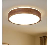 LoryLAB LED Ceiling Light 40 cm, Handmade Walnut Wood in Modern Wabi Sabi Style, 42 W LED 3000 K - 6000 K, Flat Light for Bedroom, Kitchen, Hallway & Dining Room, Easy Assembly