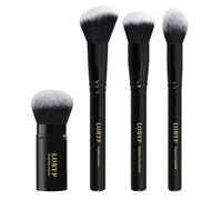 LORYP Face Makeup Brushes Set 4 Piece Travel Make up Brush Kit Retractable Airbrush, Angled Blush Brush, Foundation Brush, Tapered Highlight Brush(Face Makeup Brush 4 pc)