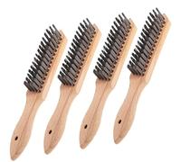 Loryx 4-Piece Heavy Duty Wire Brush Set with Wooden Handles - Ideal for Rust Removal, Paint Scrubbing, Welding Slag Cleaning, and Automotive Applications