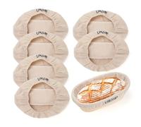 Lorzon 6 Pack Bread Proofing Basket Cover, 12 Inch Oval Banneton Liner, Linen Sourdough Bowl Covers for Bread Rising