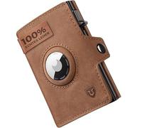 LORZOR Airtag Wallet, Slim Wallet with Coin Compartment, Men's Wallet Made of Genuine Leather, RFID Blocking, Card Case Men, Space for 10 Cards, Wallet for Men, Brown, 3.9*2.8*0.6 inch, Modern