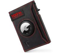 LORZOR Slim Airtag Wallet, Black-Red, 3.8*2.5*0.35 INCH, Minimalist