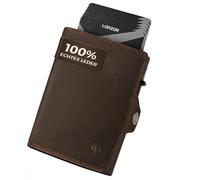 LORZOR Slim Wallet with Coin Compartment, Genuine Leather Wallet for Men, RFID Blocker Wallet, Card Case, Wallet for 10 Cards, Smart Wallet, Mahogany brown, slim wallet, Modern