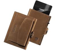 LORZOR Slim Wallet with XXL Coin Compartment for 10+ Coins, Card Holder Men's RFID Protection, Genuine Leather Wallet, Men's Wallet, Wallet, Smart Wallet, Credit Card Holder for 10 Cards, Retro brown
