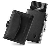 LORZOR Slim Wallet with XXL Coin Compartment for 10+ Coins, Card Holder Men's RFID Protection, Genuine Leather Wallet, Men's Wallet, Wallet, Smart Wallet, Credit Card Holder for 10 Cards