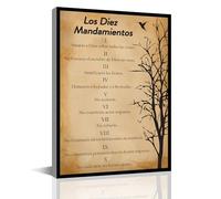 Los 10 Mandamientos En Español Para Pared Bible Verse Wall Art Scripture Biblical 10 commandments Canvas Religious Painting Christian Prayer Room Office Living Home Decor Gifts Framed 8 * 12 inch