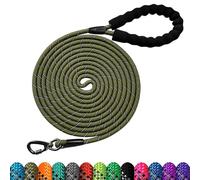 LOS ANDES 10M Long Dog Lead - Reflective Rope Training Leash With Swivel Lockable Hook and Comfortable Padded Handle for Walking, Hunting, Camping, Backyard