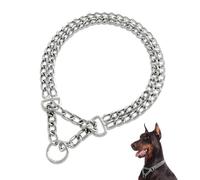 LOS ANDES Dog Chain Collar No Pull Metal Martingale Collar Anti Chew Training Collar Chrome Plated Double Link Dog Collar for Small Medium Dogs(Suitable for Dog Neck:40-47cm)
