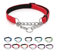 LOS ANDES Dog Choke Collar Martingale Collar with Limited Chain Strong Nylon Collar with Soft Padded No Pull Reflective Training Collar for Large, Medium and Small Dogs(M:Neck 35-55cm,Red)