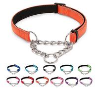LOS ANDES Dog Choke Collar Martingale Collar with Limited Chain Strong Nylon Collar with Soft Padded No Pull Reflective Training Collar for Large, Medium and Small Dogs(L:Neck 45-65cm,Orange)