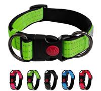 LOS ANDES Dog Collar, Reflective Basic Dog Collar Adjustable Pet Collar with Safety Buckle Durable Heavy Duty Dog Collar for Puppy Small Medium Large Dogs,Green,M