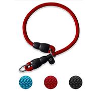 LOS ANDES Dog Slip Collar Choke Collar for Dog Training Nylon Rope Collar with Adjustable Stopper No Pull Round Martingale Dog Collar for Small Medium Large Dogs(Red, Ideal for neck under 35cm)
