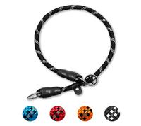 LOS ANDES Dog Slip Collar Reflective Choke Collar with Adjustable Stopper Nylon Rope Collars Martingale Collar Training Collar for Small, Medium and Large Dogs (Black, Ideal for neck under 35cm)