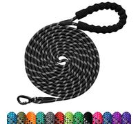 LOS ANDES Long Dog Lead, 10M Reflective Rope Dog Lead with Swivel Lockable Hook, Comfortable Padded Handle for Walking, Hunting, Camping, Backyard