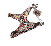 LOS ANDES Small Dogs Harnesses with Lead, Reflective Soft Padded Dog Harness, Flower Printed Chest Harness for Puppies, Small Dogs
