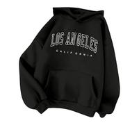 Los Angeles California Letter Print Graphic Hoodies Y2K for Women Vintage with Hood Hooded Clothes Preppy Cool Casual Winter Fall Fleece Lined Athletic Sweaters College Anime Country Black