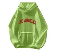 Los Angeles California Letter Print Graphic Western Hoodies for Women Vintage Hooded with Hood Sweaters College Letter Printed Drawstring Pocket Relaxed Fit Athletic Patterned Tops Green