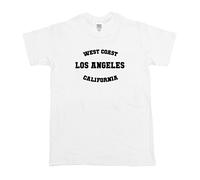 Los Angeles California WEST Coast LA USA Ladies Womens Slogan America Gift Pink Celeb T Shirt TEE TOP Retro Arch (M, White)