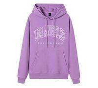 Los Angeles California Y2K Hoodies for Women Letter Print Loose Fitting Cool Hooded Tops Trendy Drawstring with Pocket Pullover Hoodies Fall Gothic Oversized 2025 Lightweight Purple