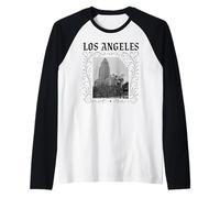 Los Angeles City Hall California Retro 323 DTLA Downtown LA Raglan Baseball Tee