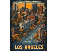 Los Angeles City Street Scene Jigsaw Puzzle 1000 Pieces for Adults Urban Skyline Downtown Landscape Art Large Puzzle Game Travel Theme Home Decor 27.5x19.7 Inch