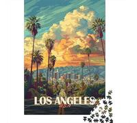 Los Angeles Cityscape Travel Puzzle 1000 Pieces, Downtown Architecture at Night, Thick Cardboard Pieces, Family Night Game for Travel Lovers, 70x50cm/1000pcs