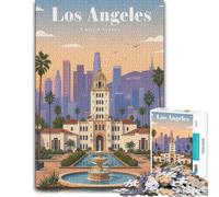 Los Angeles Cityscape with Hollywood Sign Jigsaw Puzzle, 1000 Piece | A New Year puzzle activity on early-year evenings for shared leisure.