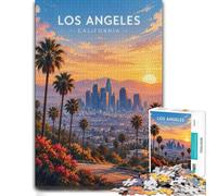 Los Angeles Cityscape with Mountains and Palm Jigsaw Puzzle, 1000 Piece | For festive leisure at home, this adult jigsaw puzzle with 1000 pieces offers a classic activity for Christmas.