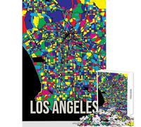 Los Angeles Colorful Map 1000 Piece Jigsaw Puzzles Strengthen Cognitive Ability And Skill Soothing Serene Leisure Play (38x52cm)