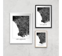 Los Angeles Dark City Map Giclee Art Print - A2 - Wooden Frame