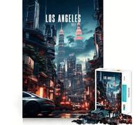 Los Angeles Future 1000 Piece Jigsaws for Teenagers Puzzle DIY Fun Bright Hue Pattern Build Wall Accent (38x26cm)
