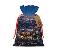 Los Angeles Heavens Printed Drawstring Plaid Linen Gift Bag Chic & Festive Gift Packaging For Party Decor